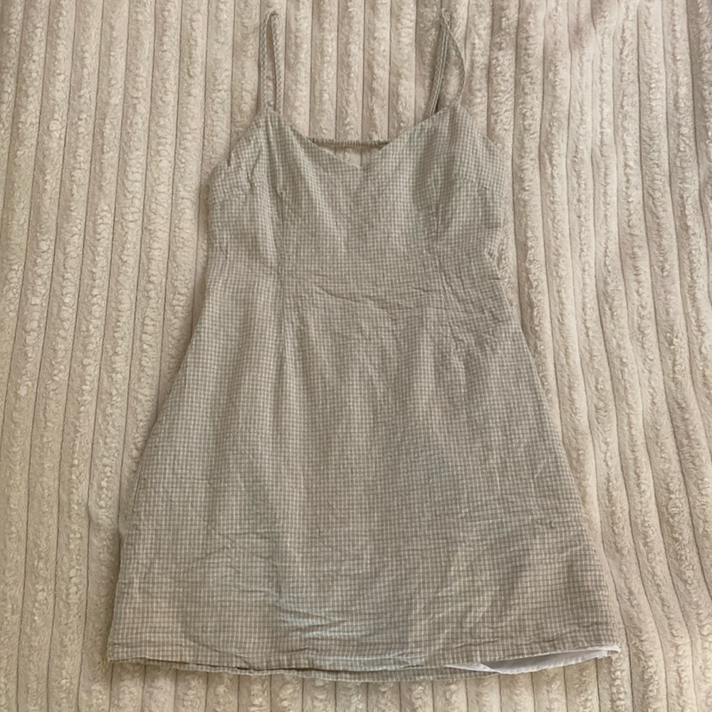 Forever 21 mini body con backless beige mini plaid dress